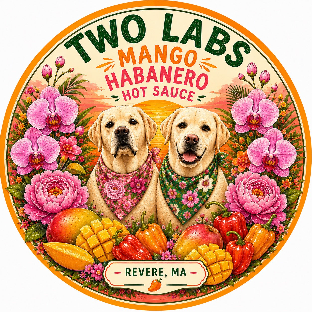Two Labs Mango Habanero Hot Sauce label