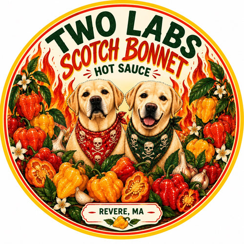 Two Labs Scotch Bonnet Hot Sauce label