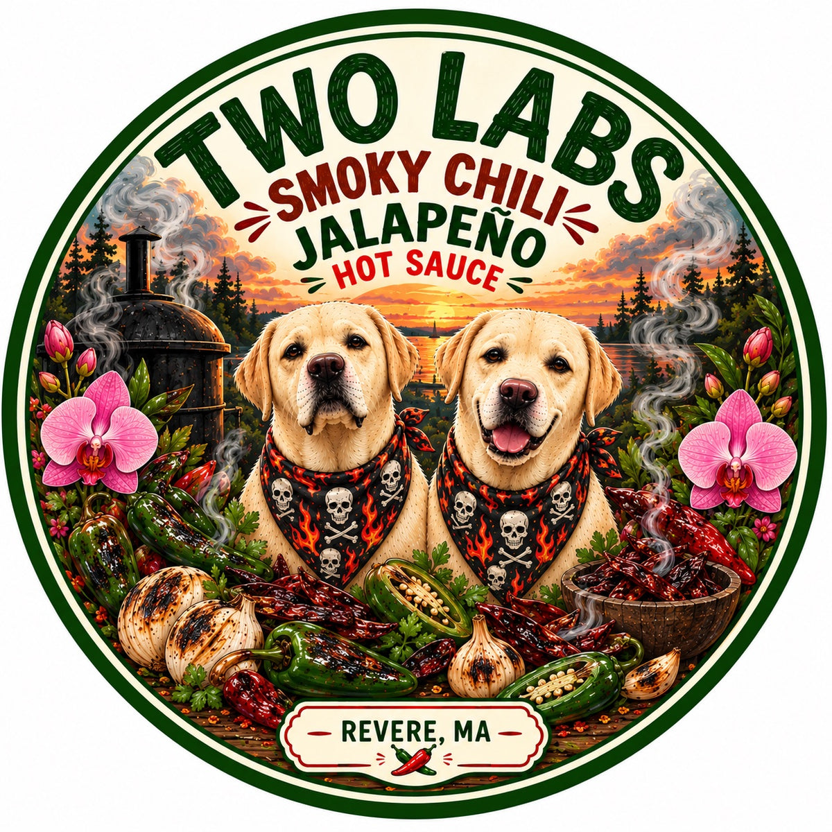 Two Labs Smoky Chili Jalapeño Hot Sauce label